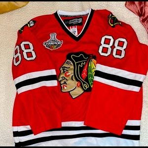Chicago Blackhawks Patrick Kane jersey size 48 with championship patch Reebok